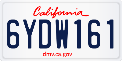 CA license plate 6YDW161
