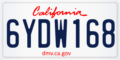 CA license plate 6YDW168