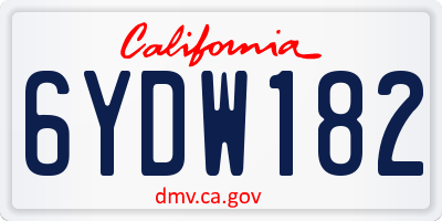 CA license plate 6YDW182