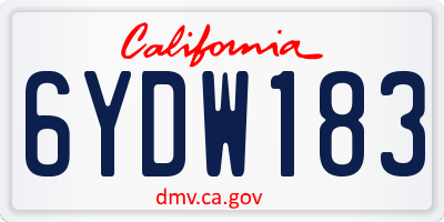 CA license plate 6YDW183