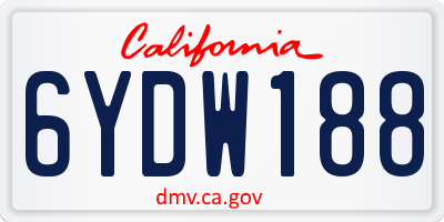 CA license plate 6YDW188