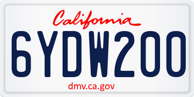 CA license plate 6YDW200