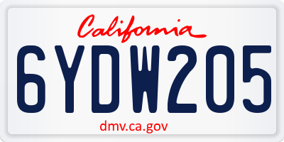 CA license plate 6YDW205