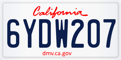 CA license plate 6YDW207