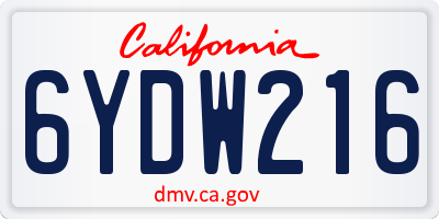 CA license plate 6YDW216
