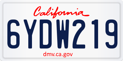 CA license plate 6YDW219