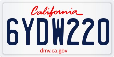 CA license plate 6YDW220