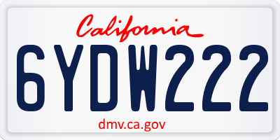 CA license plate 6YDW222