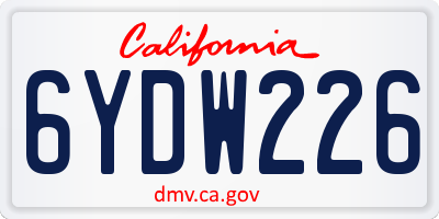 CA license plate 6YDW226