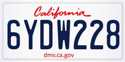 CA license plate 6YDW228