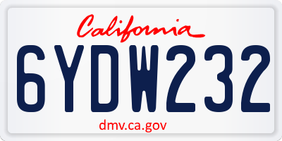 CA license plate 6YDW232