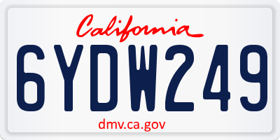 CA license plate 6YDW249