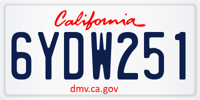 CA license plate 6YDW251