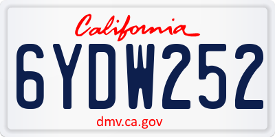 CA license plate 6YDW252