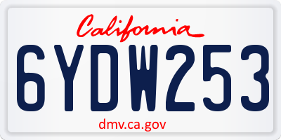 CA license plate 6YDW253