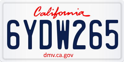 CA license plate 6YDW265