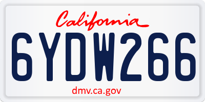 CA license plate 6YDW266