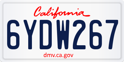 CA license plate 6YDW267