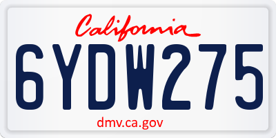 CA license plate 6YDW275
