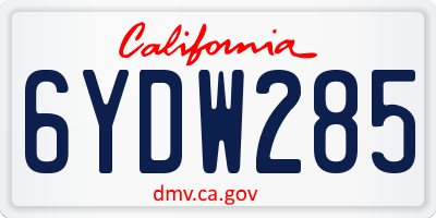 CA license plate 6YDW285