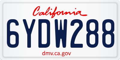 CA license plate 6YDW288