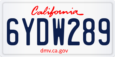 CA license plate 6YDW289