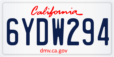 CA license plate 6YDW294
