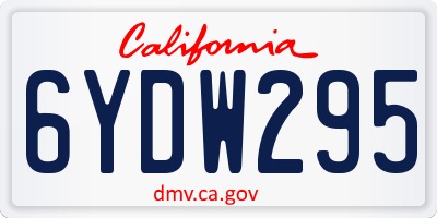 CA license plate 6YDW295