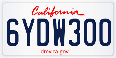 CA license plate 6YDW300