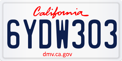 CA license plate 6YDW303