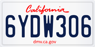 CA license plate 6YDW306