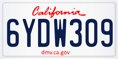 CA license plate 6YDW309