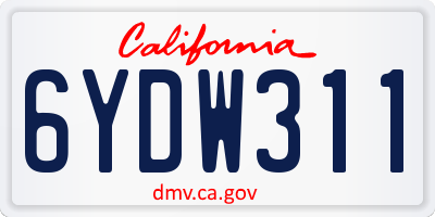 CA license plate 6YDW311