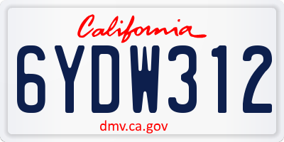 CA license plate 6YDW312