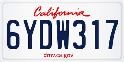 CA license plate 6YDW317