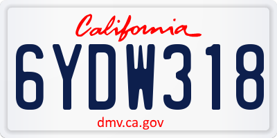 CA license plate 6YDW318