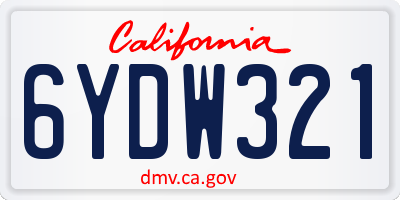 CA license plate 6YDW321