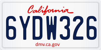 CA license plate 6YDW326