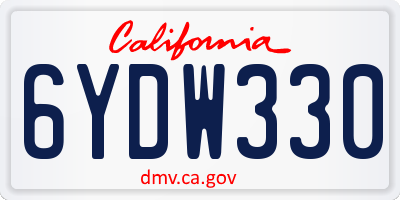 CA license plate 6YDW330