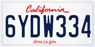 CA license plate 6YDW334