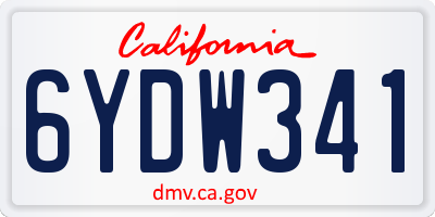 CA license plate 6YDW341