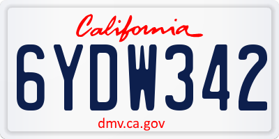 CA license plate 6YDW342