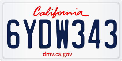 CA license plate 6YDW343