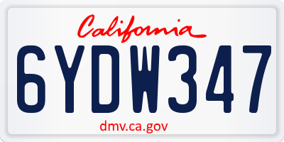 CA license plate 6YDW347