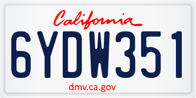 CA license plate 6YDW351