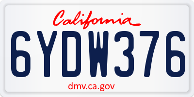 CA license plate 6YDW376