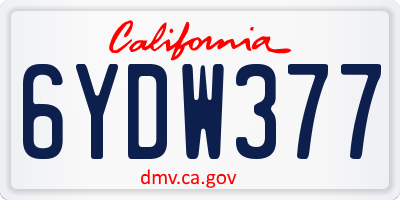 CA license plate 6YDW377