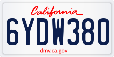 CA license plate 6YDW380