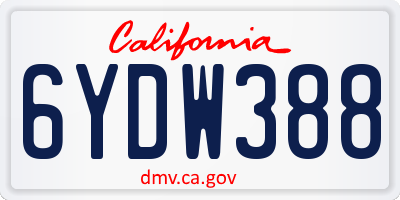 CA license plate 6YDW388