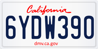 CA license plate 6YDW390